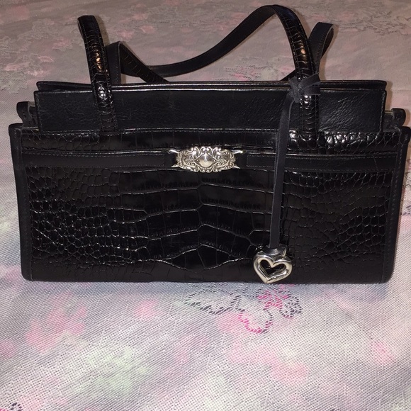 Brighton Handbags - Brighton Black Croc Leather Shoulder Bag